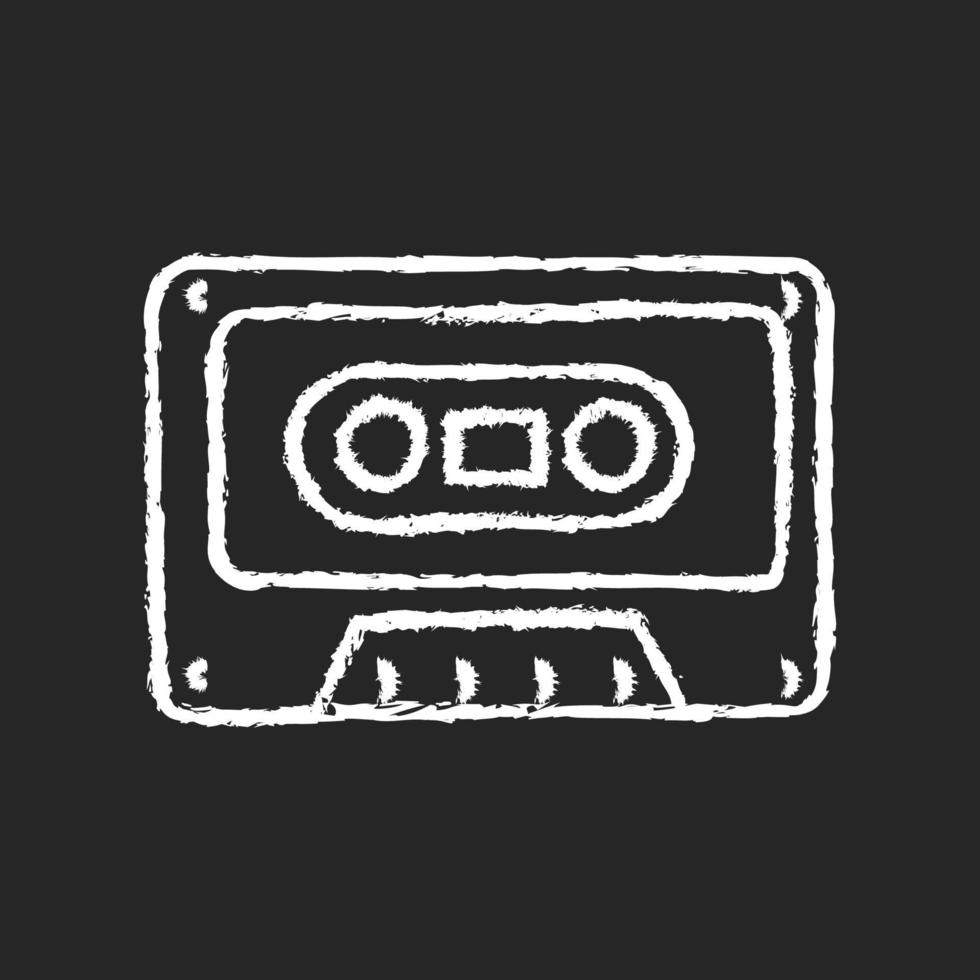 Tape cassette chalk white icon on dark background vector