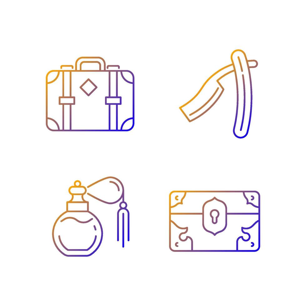 Vintage collection gradient linear vector icons set