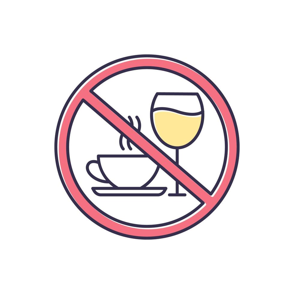 icono de color de rechazo de cafeína y alcohol vector