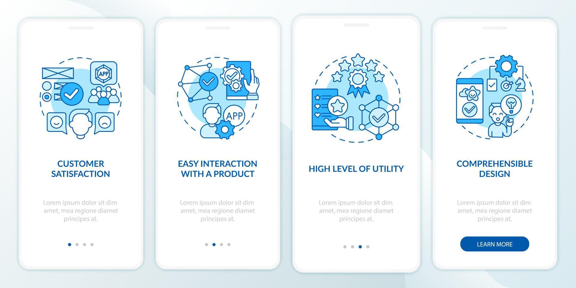 Usage assessment onboarding mobile app page screen vector