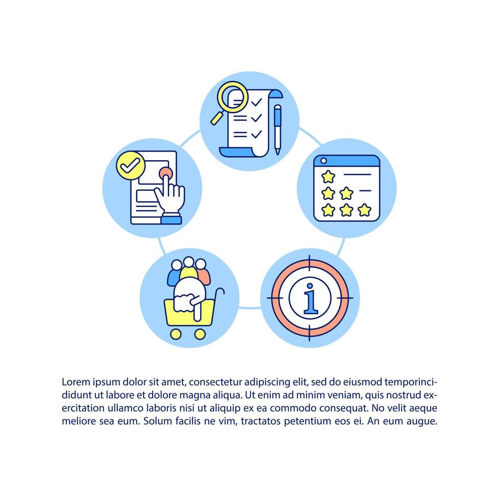 iconos de línea de concepto de principios de diseño ux con texto vector