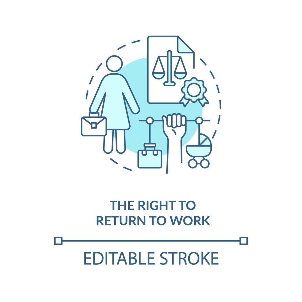 derecho a volver al trabajo concepto icono azul vector