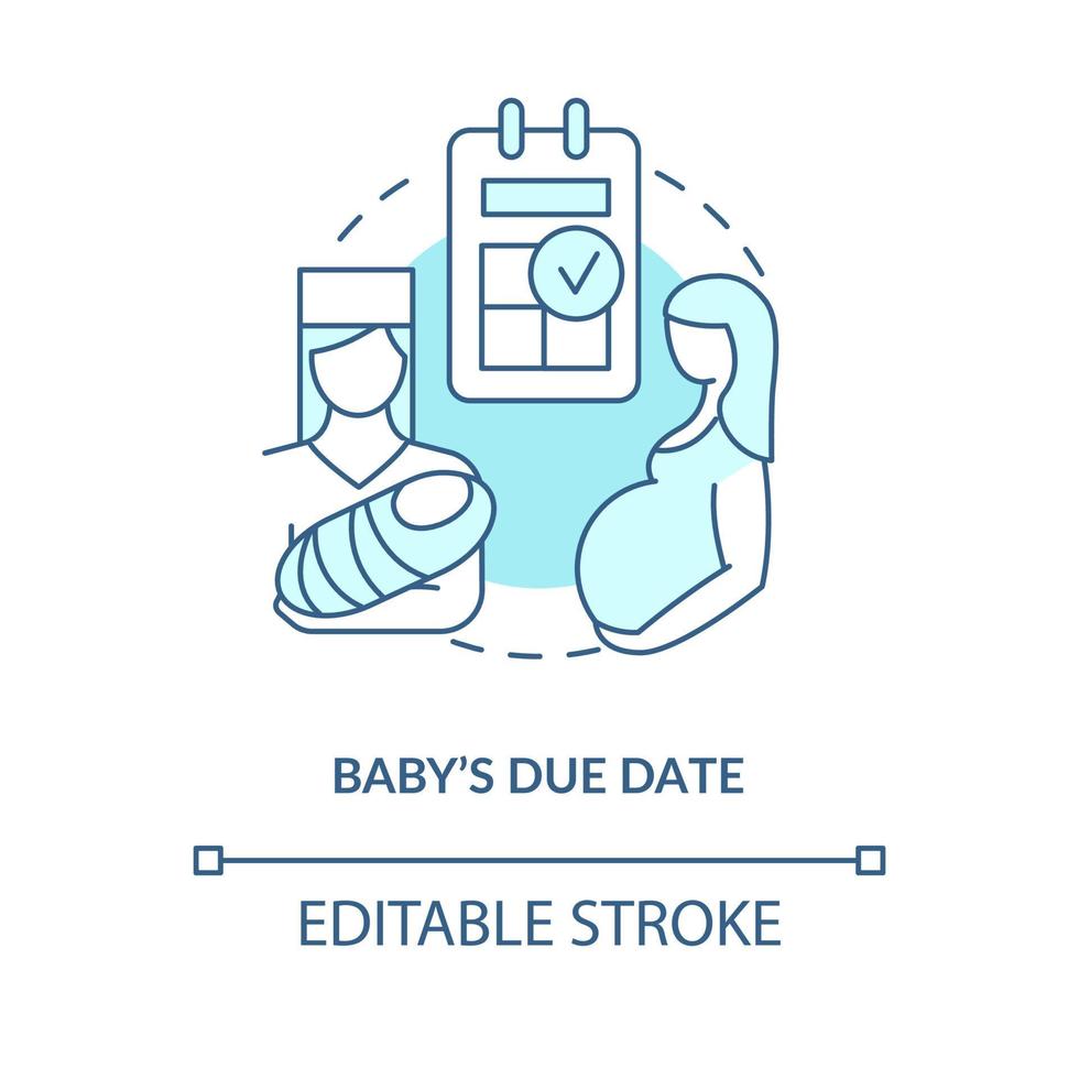Baby due date blue concept icon vector