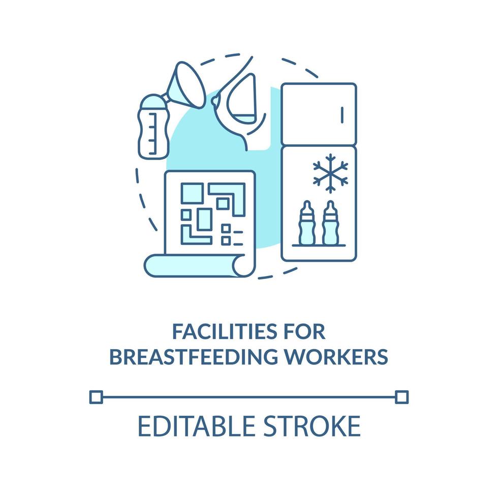 Instalaciones para trabajadores de la lactancia materna icono concepto azul vector