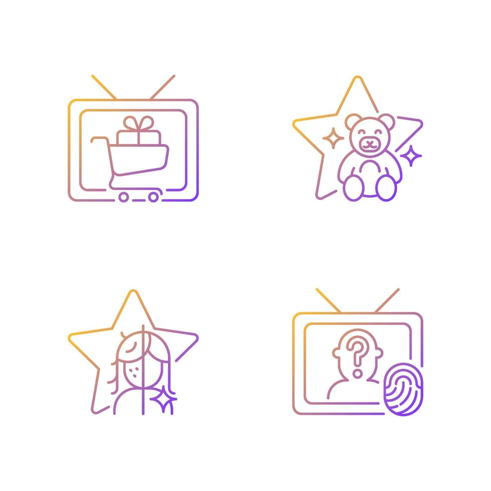 Television gradient linear vector icons set