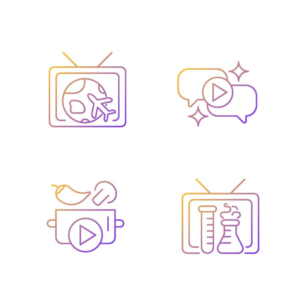 TV series gradient linear vector icons set