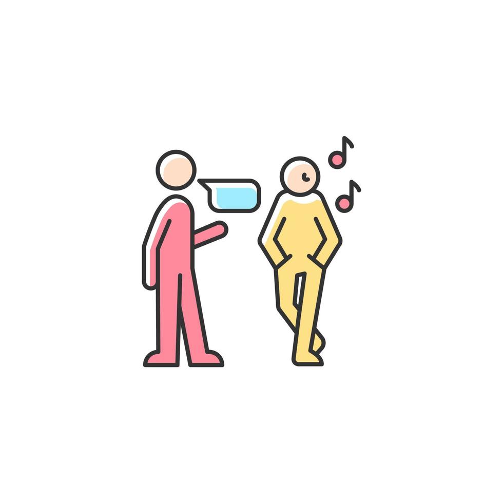 Inattentive listening RGB color icon vector