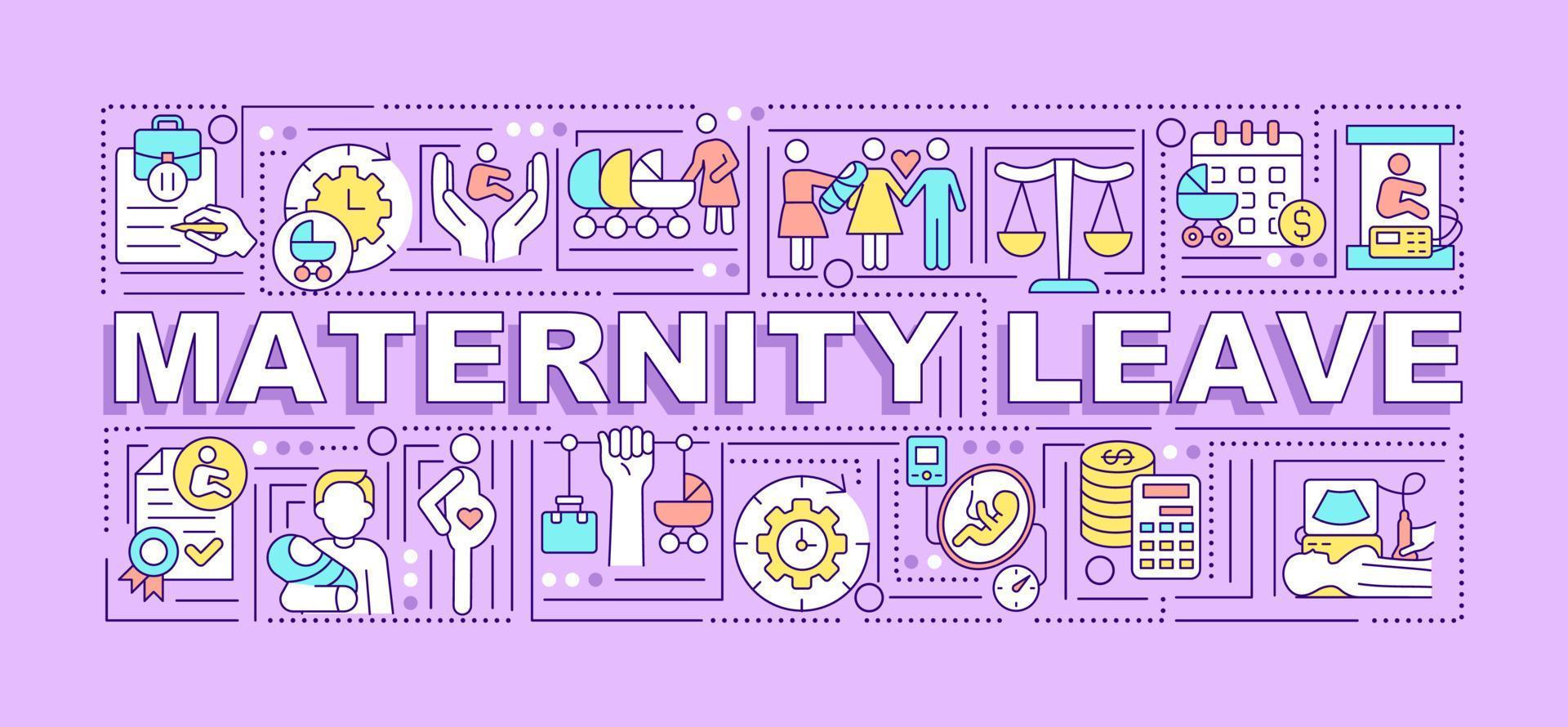 banner de conceptos de palabra de licencia de maternidad vector