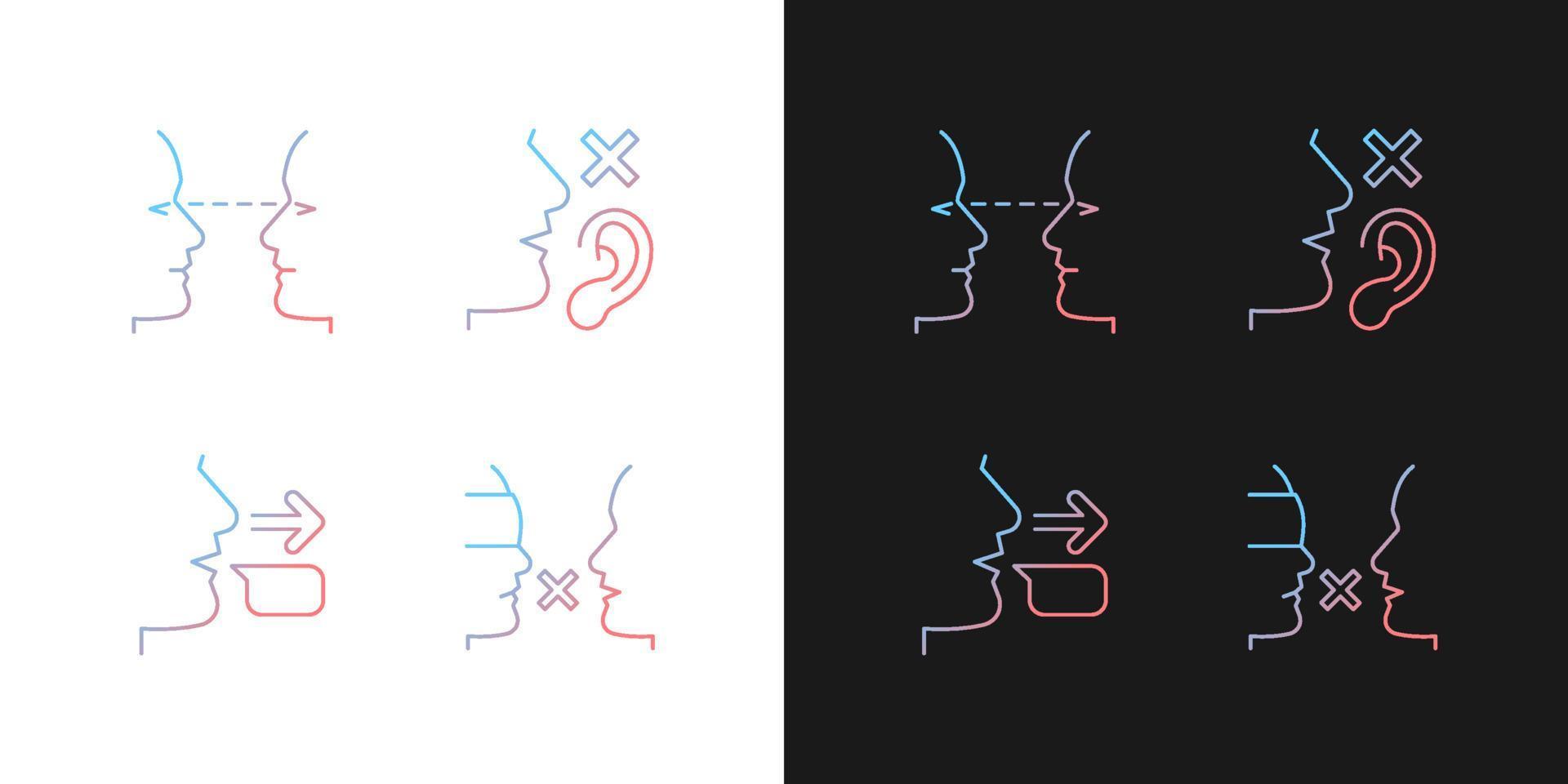 Improve everyday communication gradient icons set for dark and light mode vector