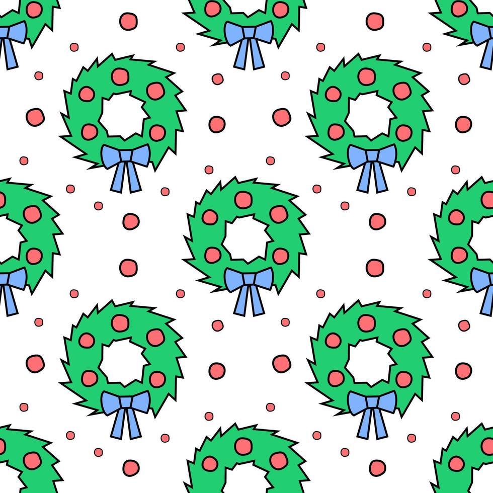 christmas wreath - seamless illustration in color vector