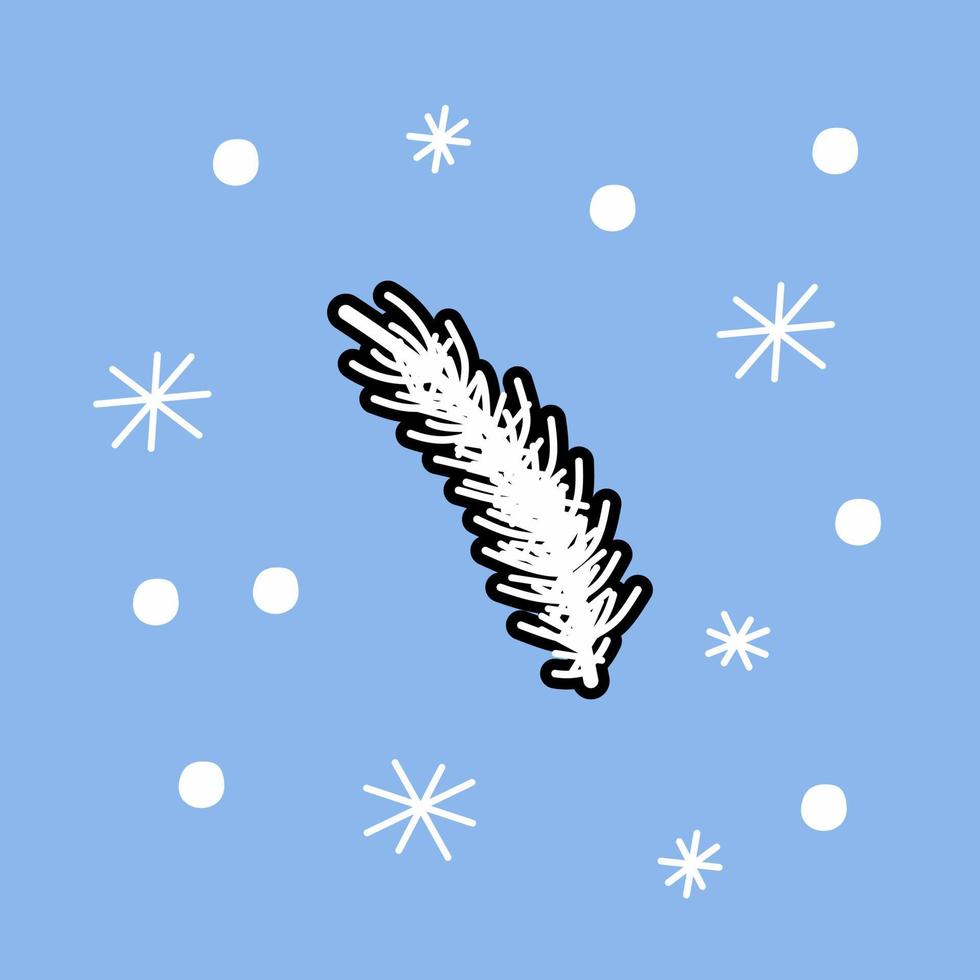 Christmas fir twig - illustration in flat style for the holiday. New Year vector