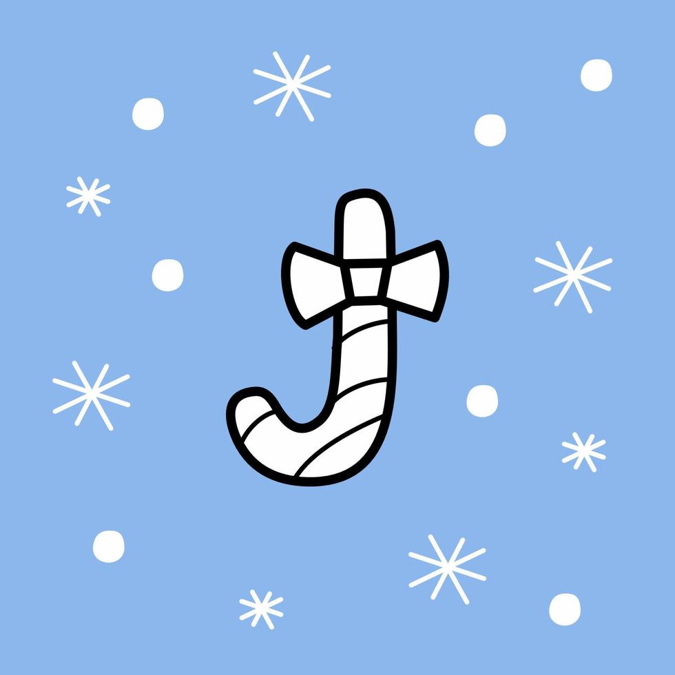 bastón de caramelo de Navidad - ilustración de estilo plano para las vacaciones. Año nuevo vector
