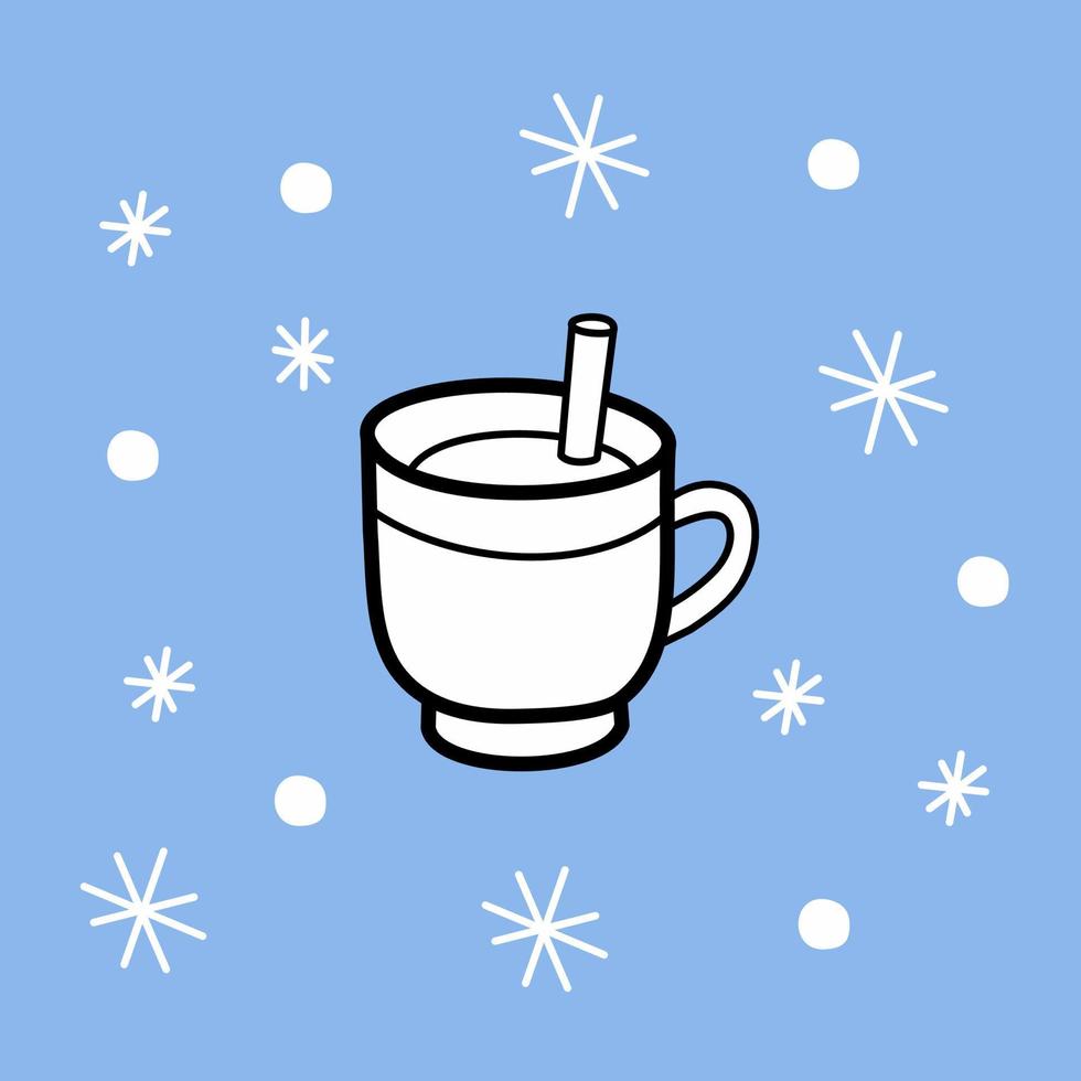 Glace Christmas card color. hot winter drink vector