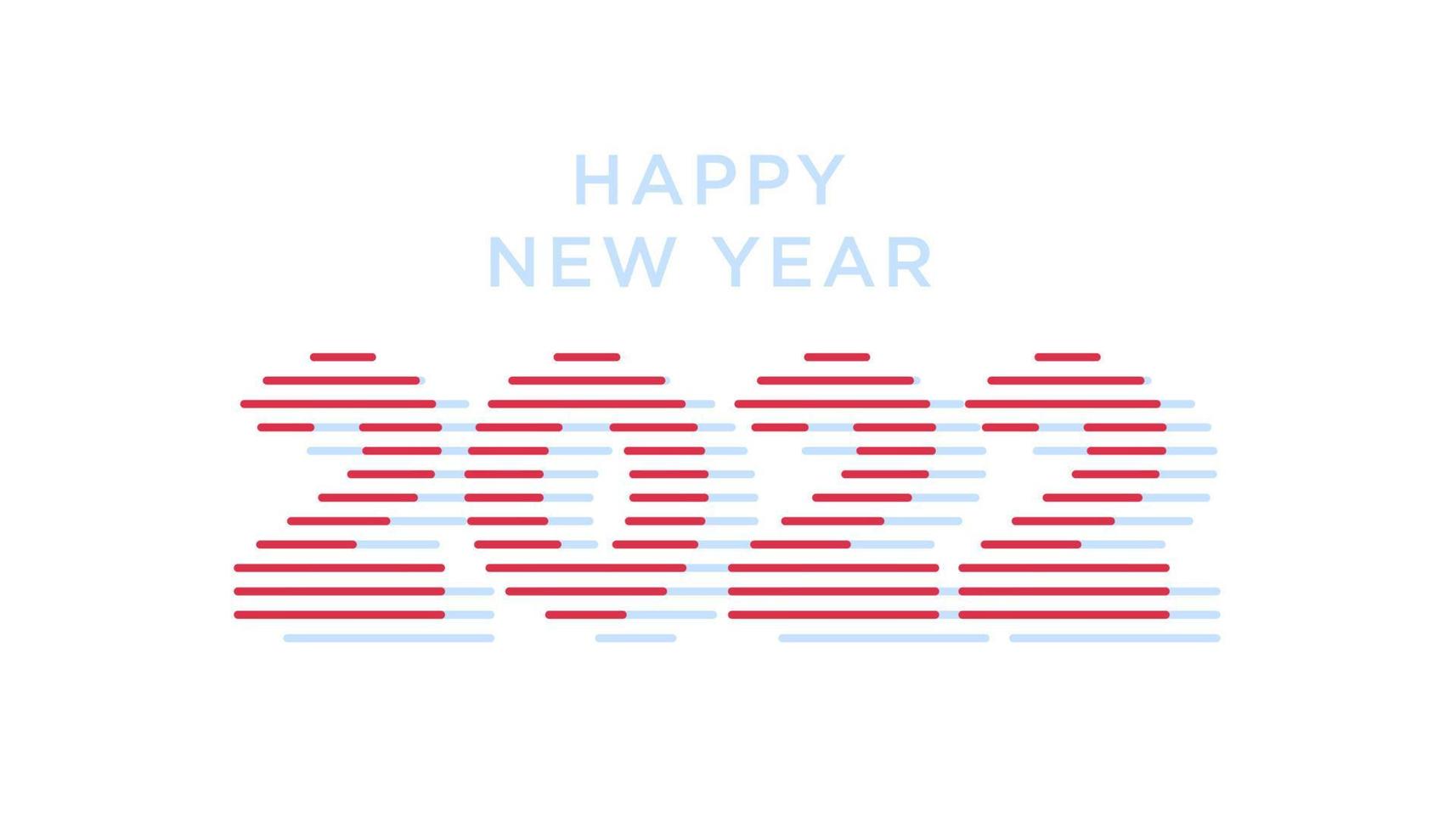 2022 Happy new year. Numbers minimalist style. Vector linear numbers. New year and christmas Design for calendar, greeting cards or print.