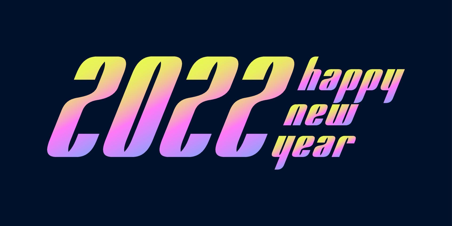 Happy New 2022 Year. Holographic number 2022, bold hologram. New year and christmas Design for calendar, greeting cards or print. Greeting card, Festive poster and banner. Vector illustration