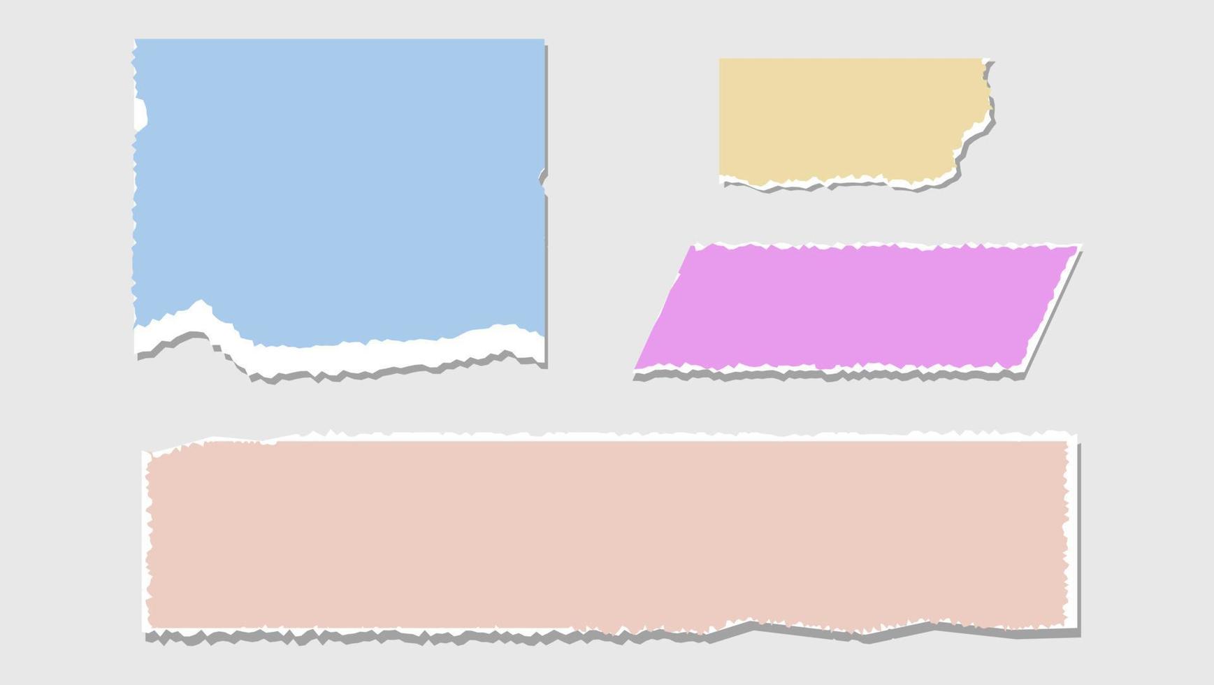 conjunto de hojas de papel rasgadas en diferentes colores y formas vector