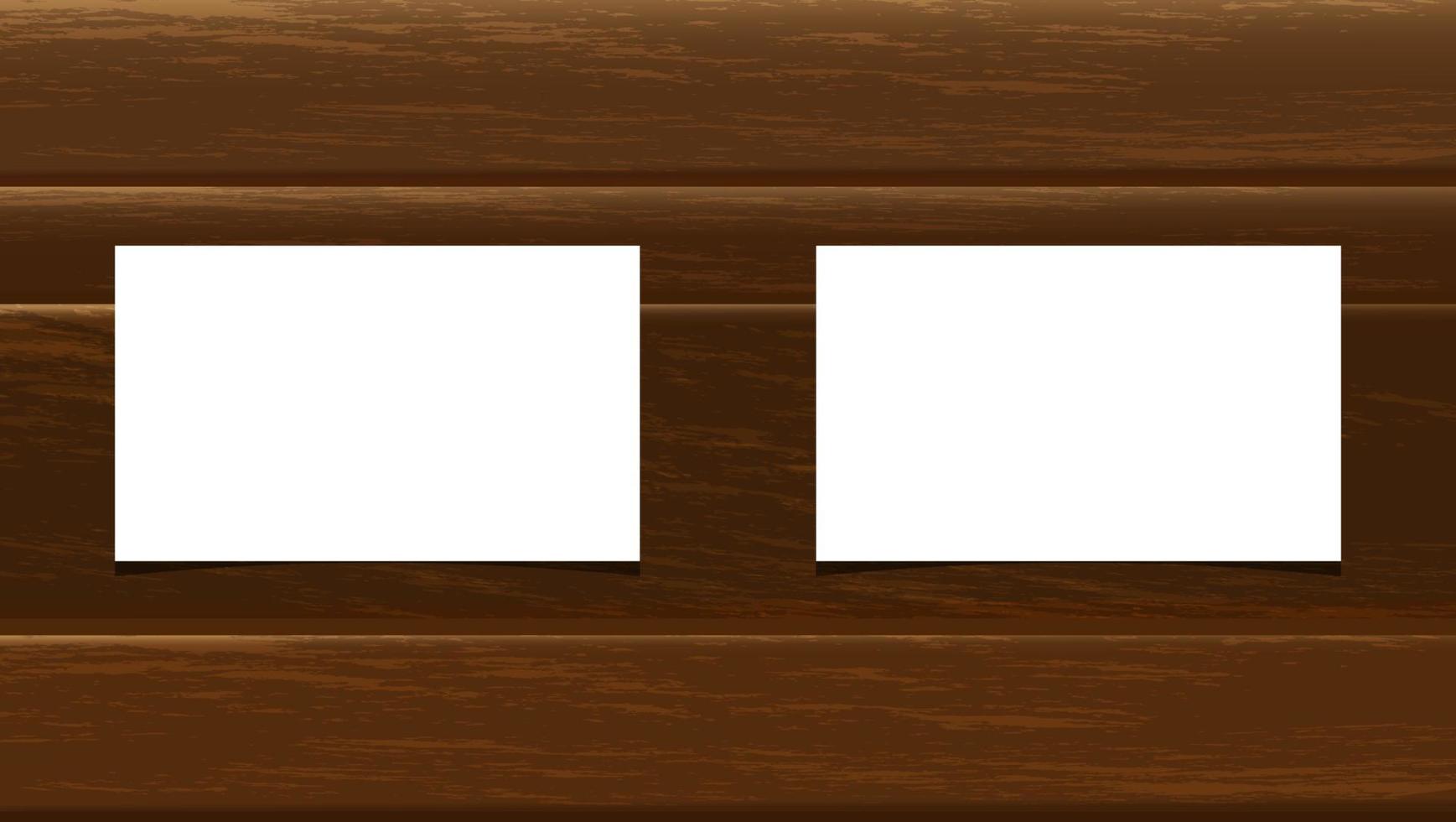 Blank White Business Card Paper Mockup In Wood Background vector
