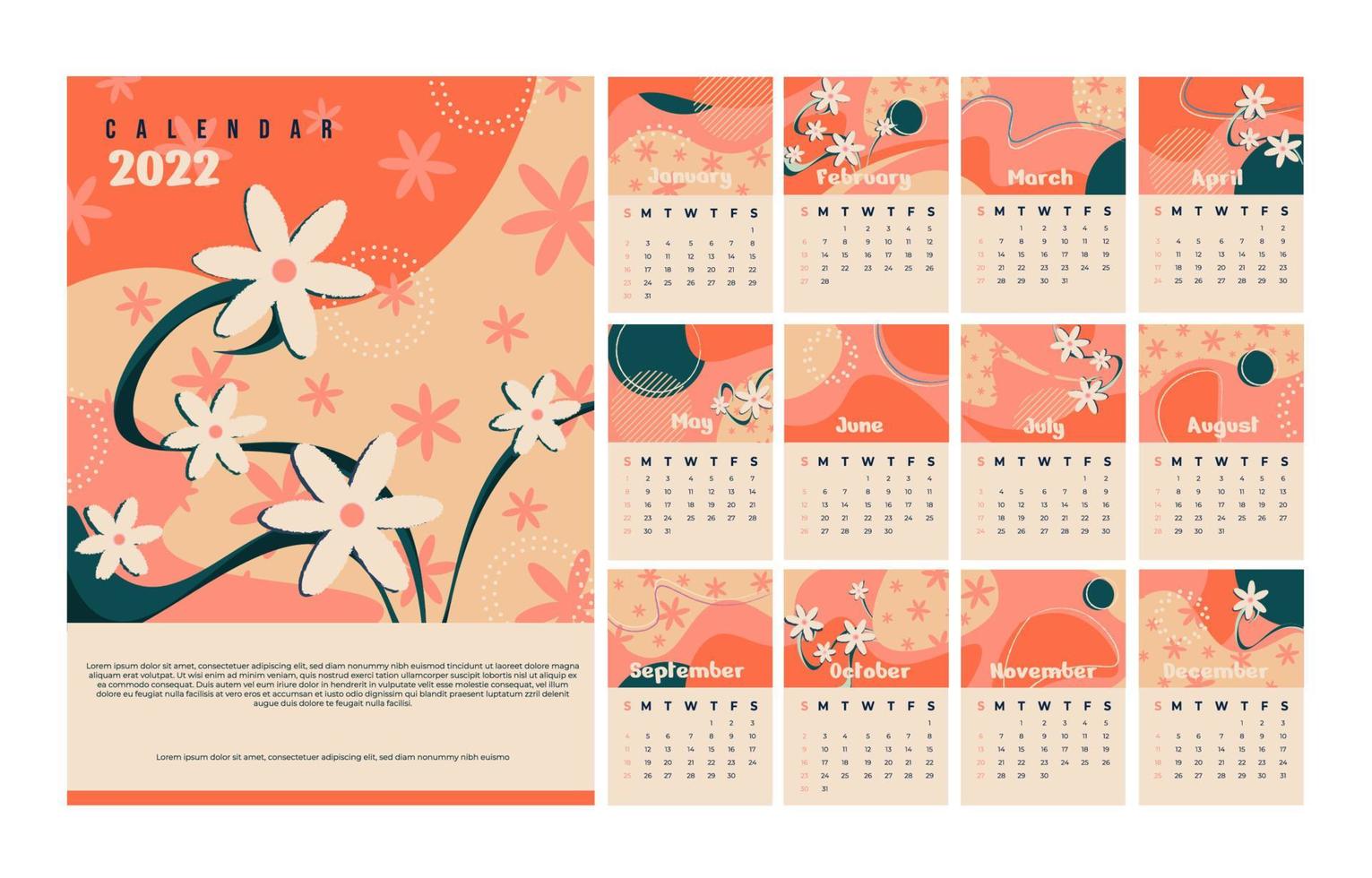 2022 Calendar Card vector