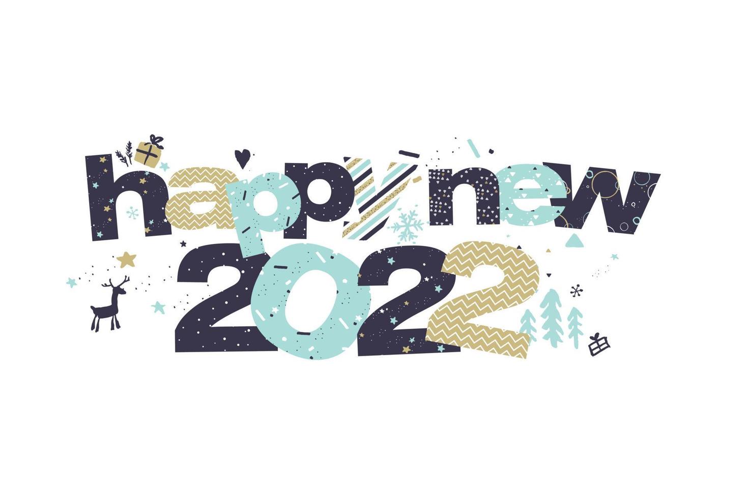 Happy New Year 2022 greeting card vector