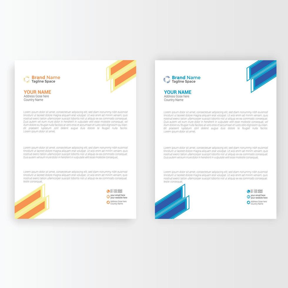 diseño de membrete abstracto. diseño de membrete de negocios moderno. diseño de plantilla creativa. paquete de papel con membrete. diseño de membrete corporativo. vector