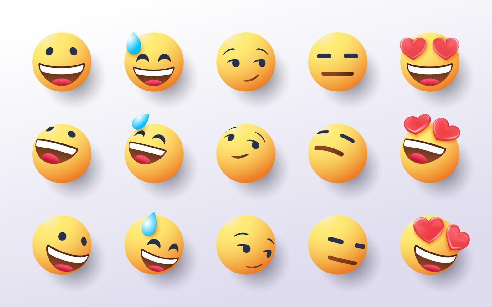 conjunto de emoji 3d en varios puntos de vista vector