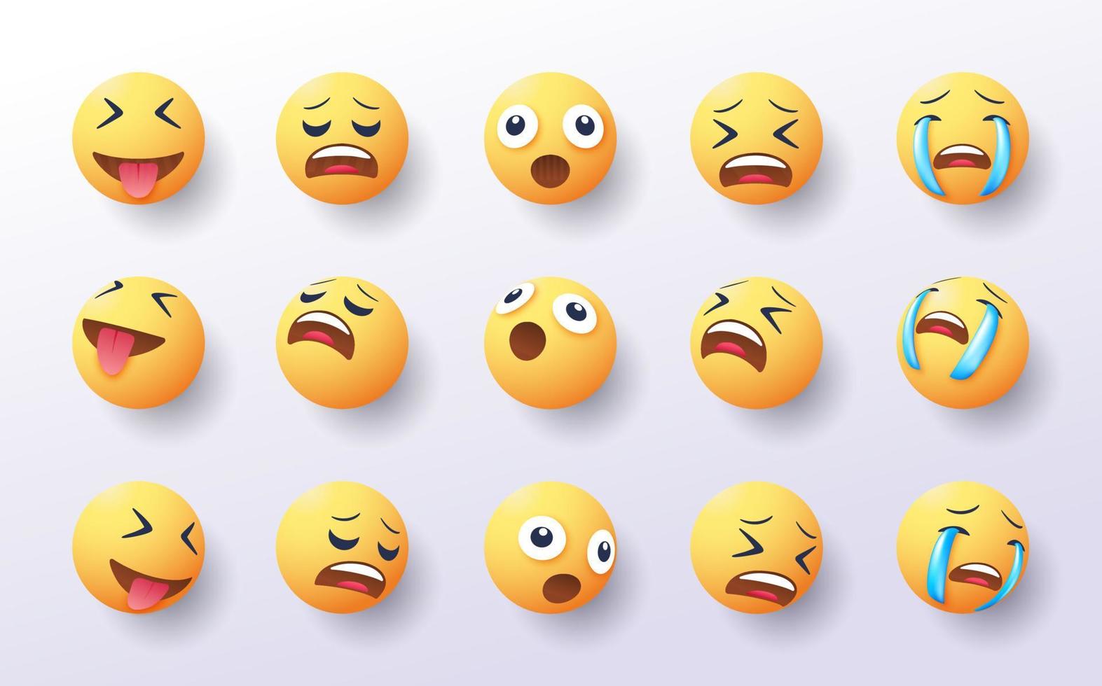 set of 3d emoji in various points of view vector