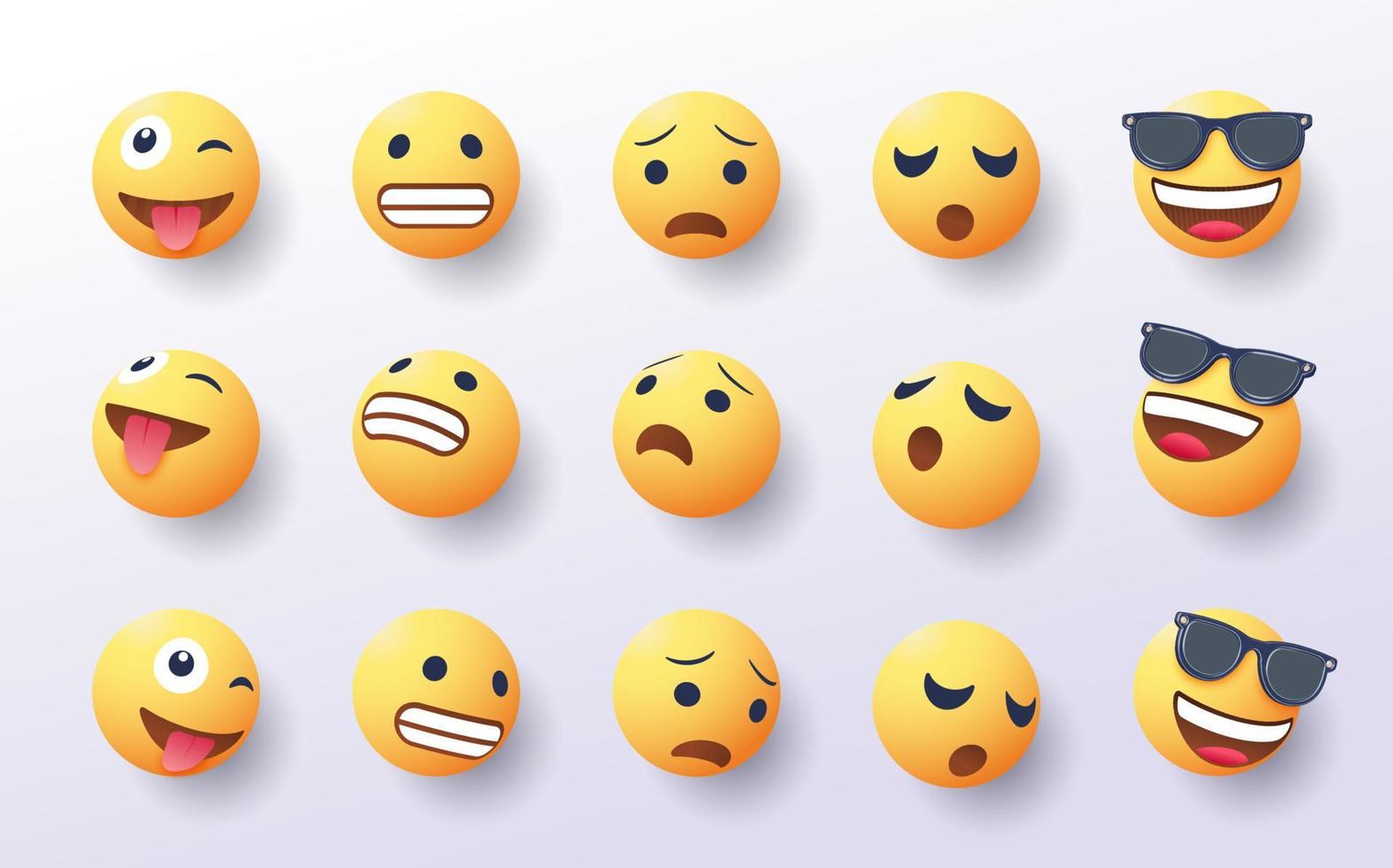 set of 3d emoji in various points of view vector