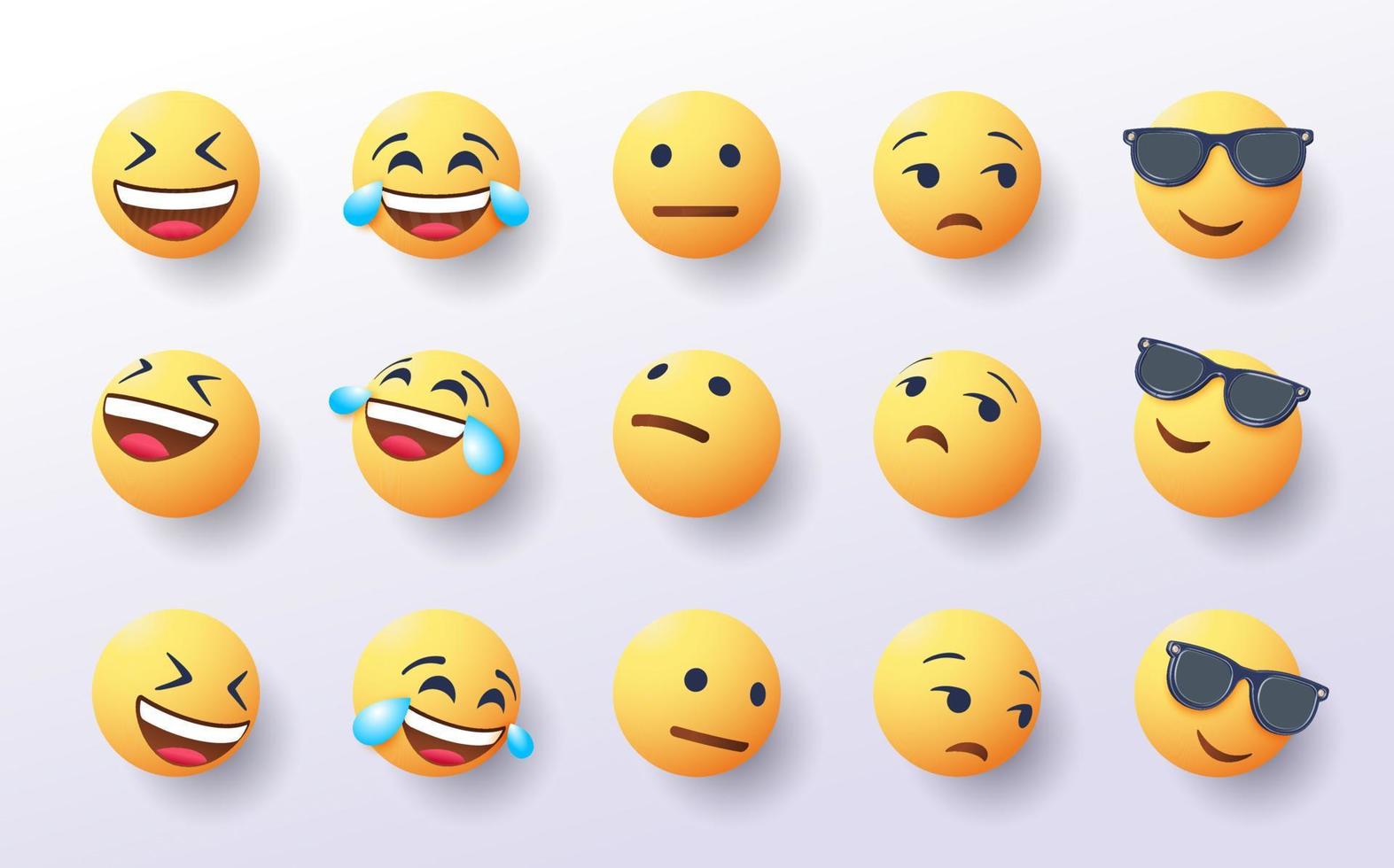 set of 3d emoji in various points of view vector