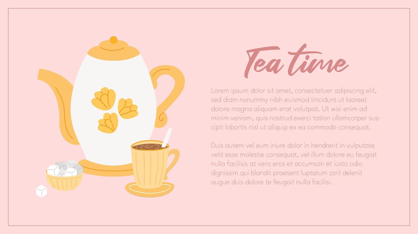 Tea time web banner template vector