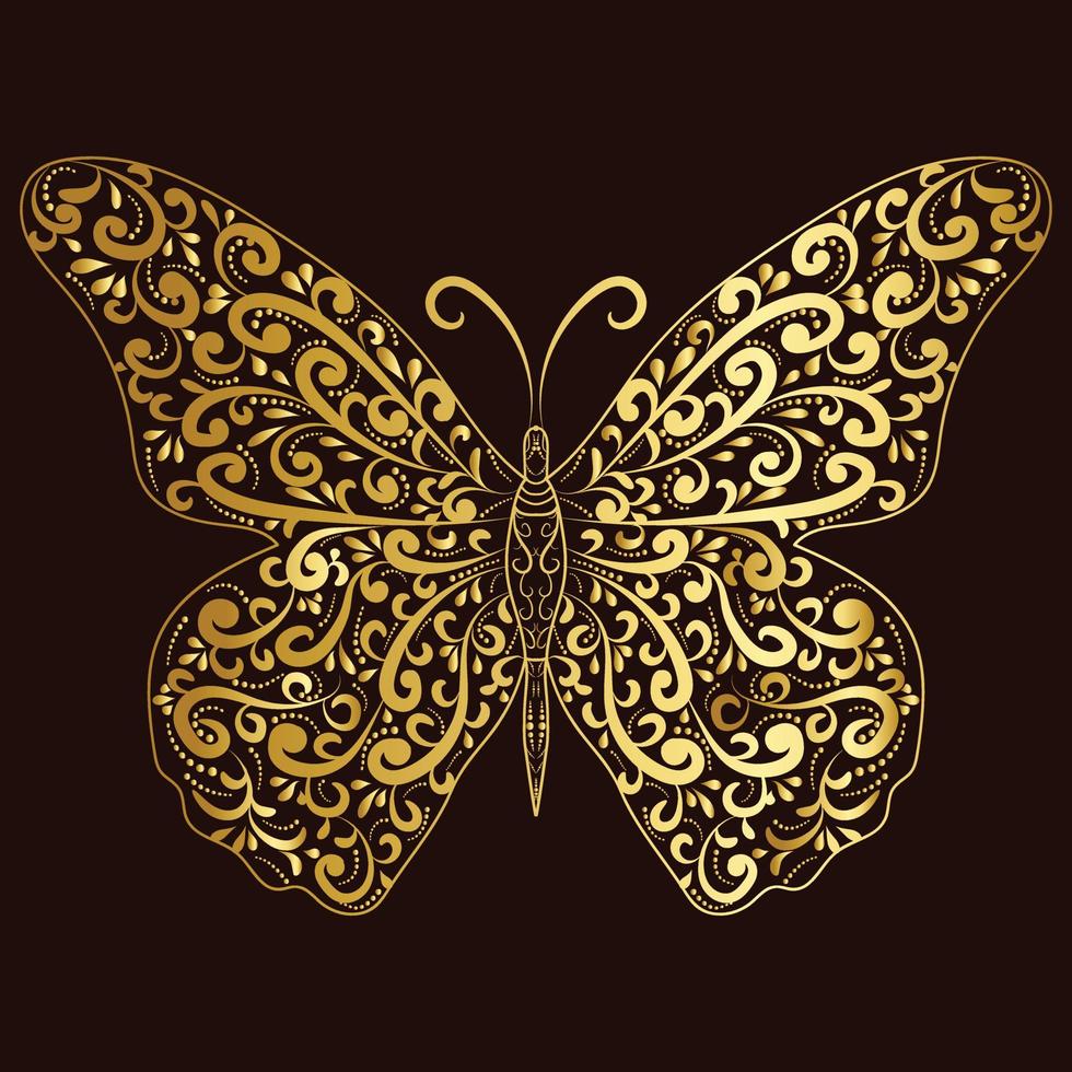 diseño de vector de arte de mariposa de oro