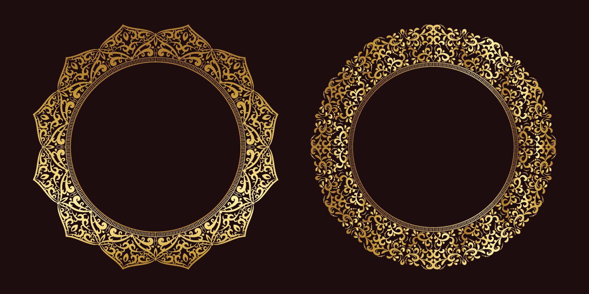 marco de lujo set concepto de flor de mandala dorado vector