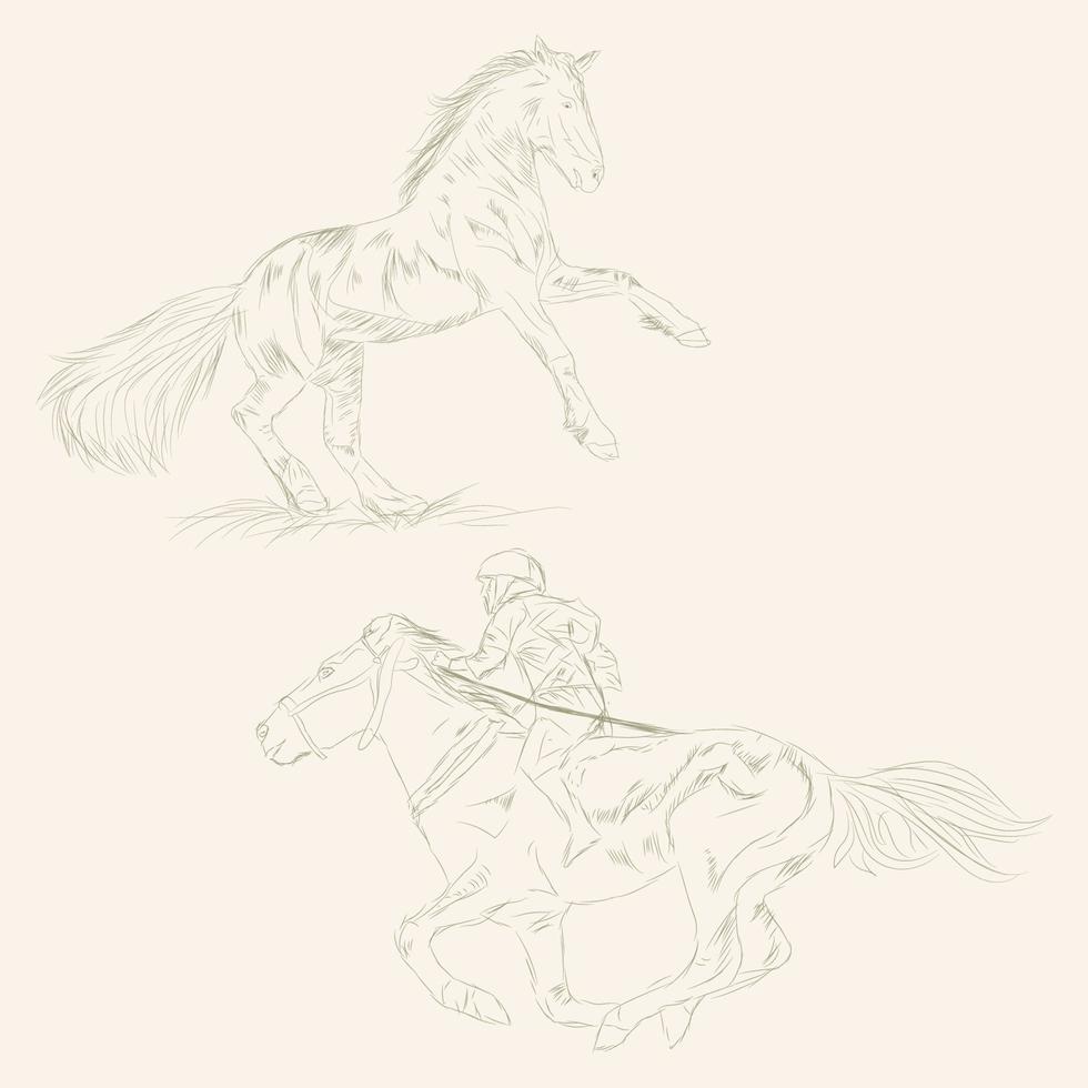 horse racing sketch vector