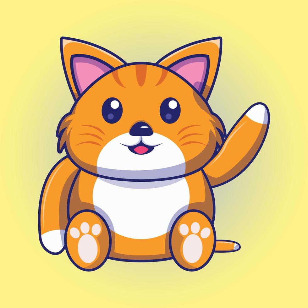 cartoon cute fat cat waving vector