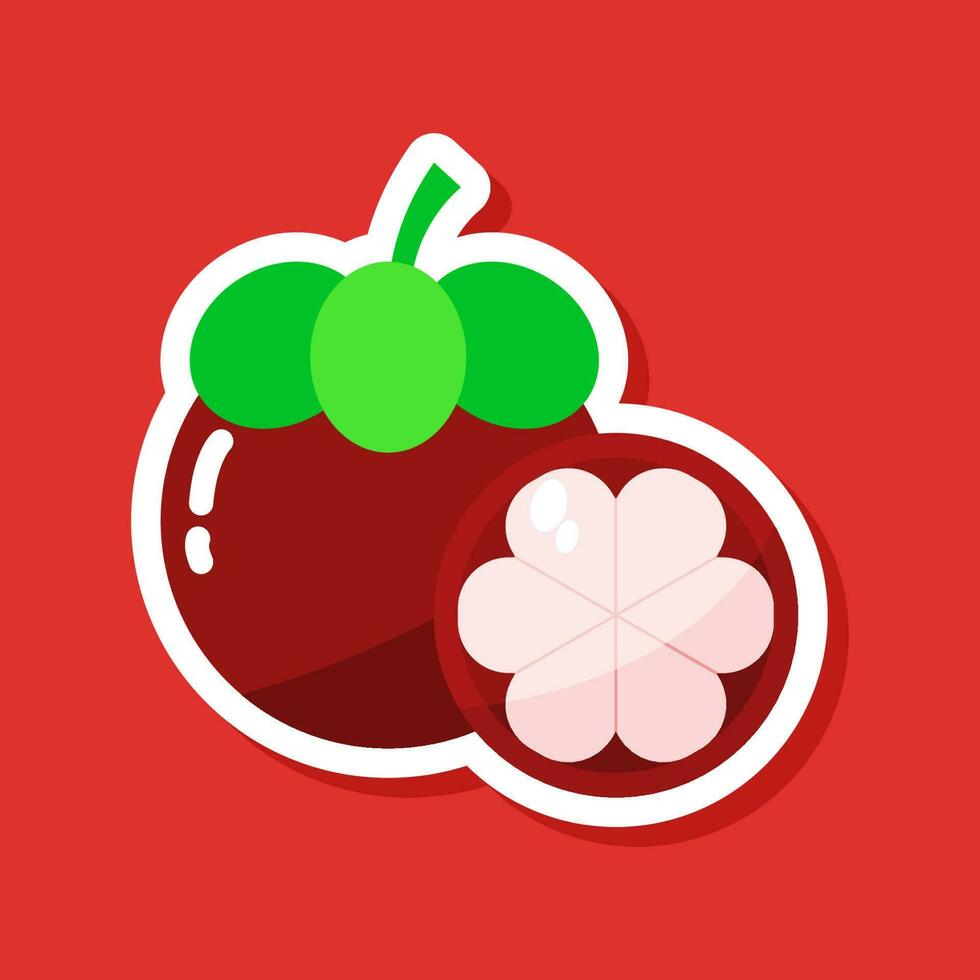 Fresh mangosteen sticker vector