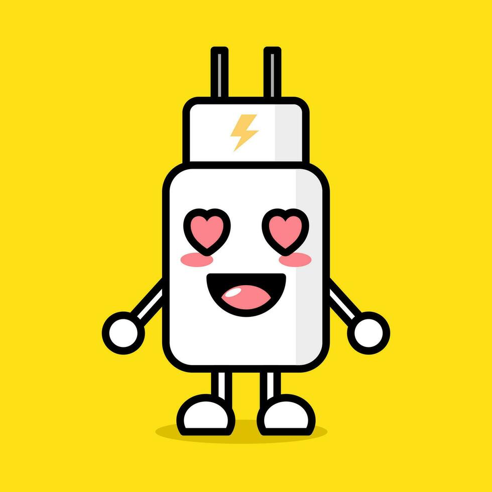 Cute phone charger cartoon character vector
