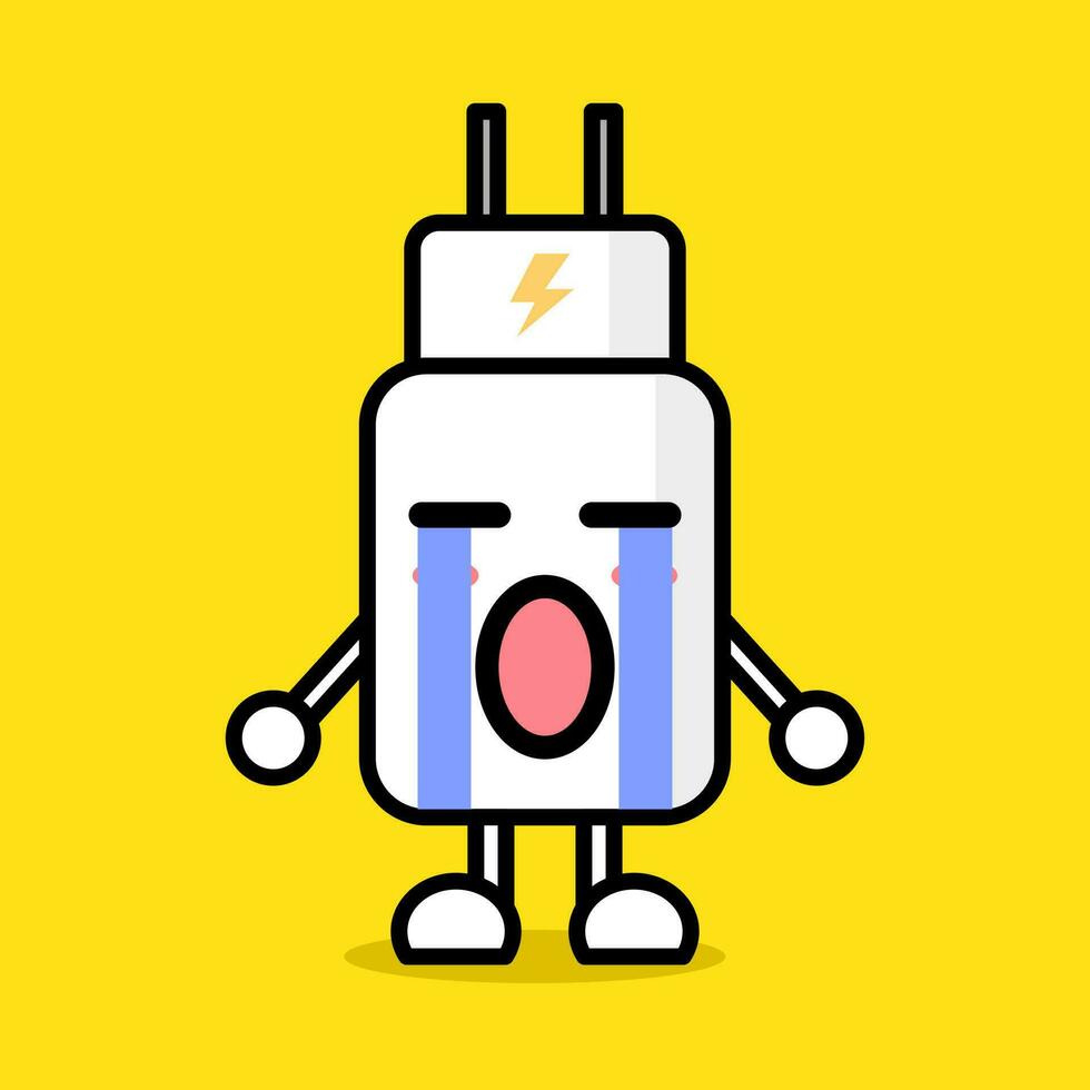 Cute phone charger cartoon character vector