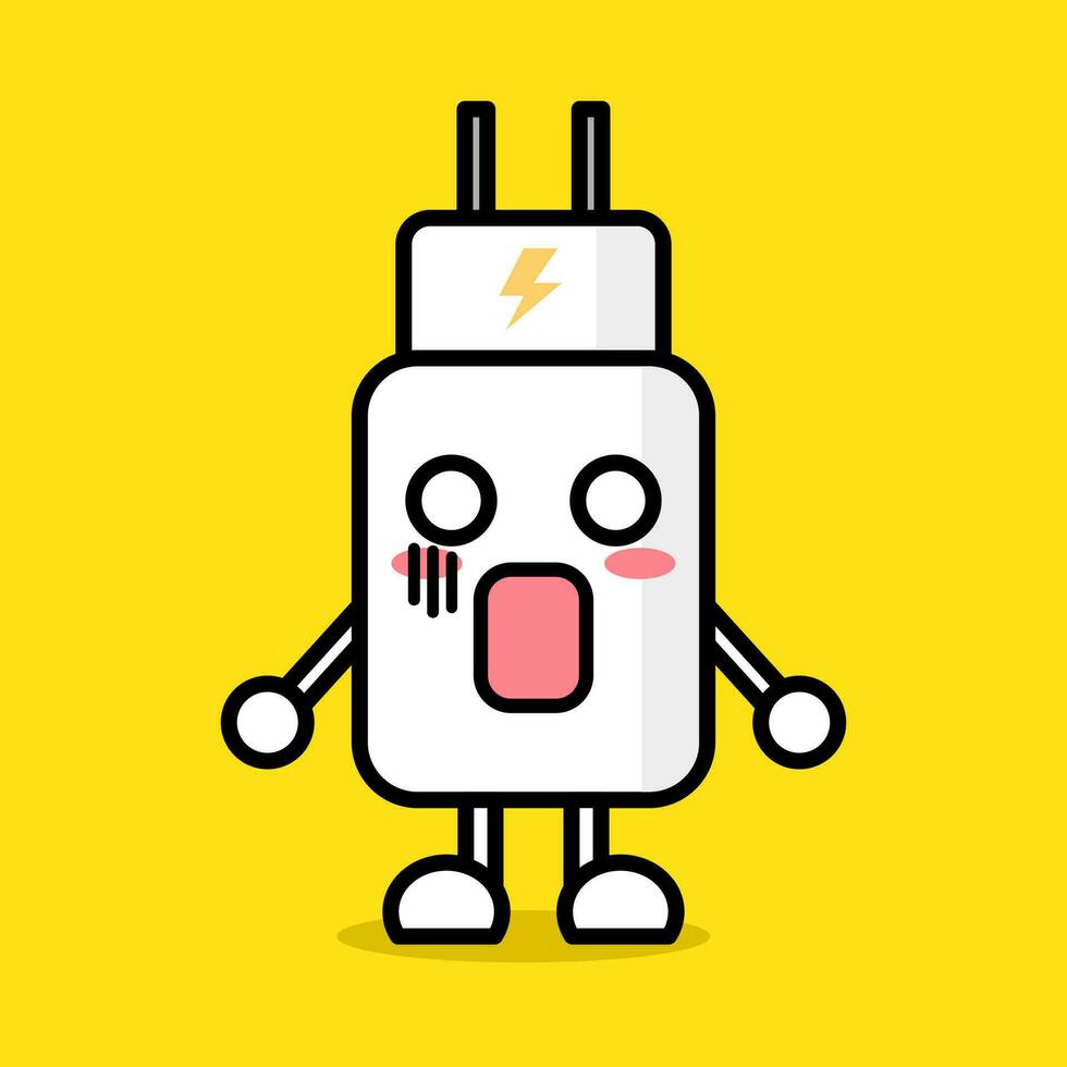 Cute phone charger cartoon character vector