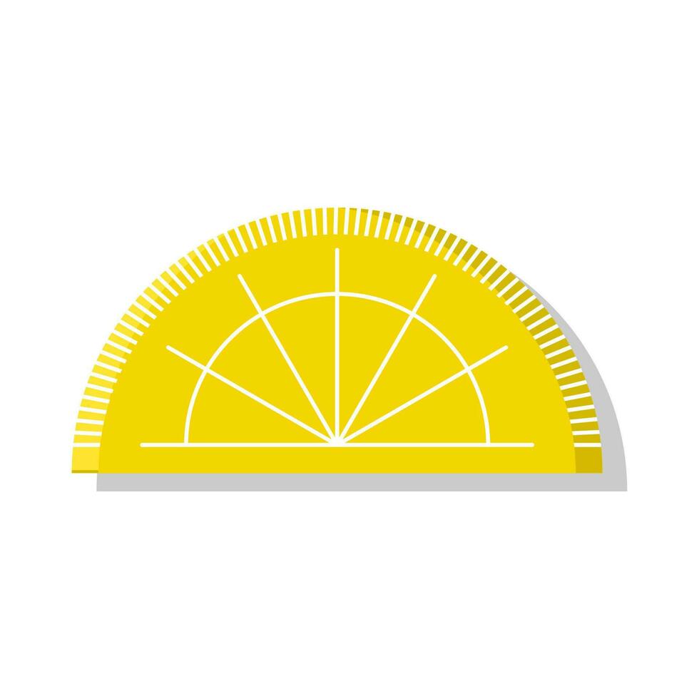 Yellow protractor stationery for school vector