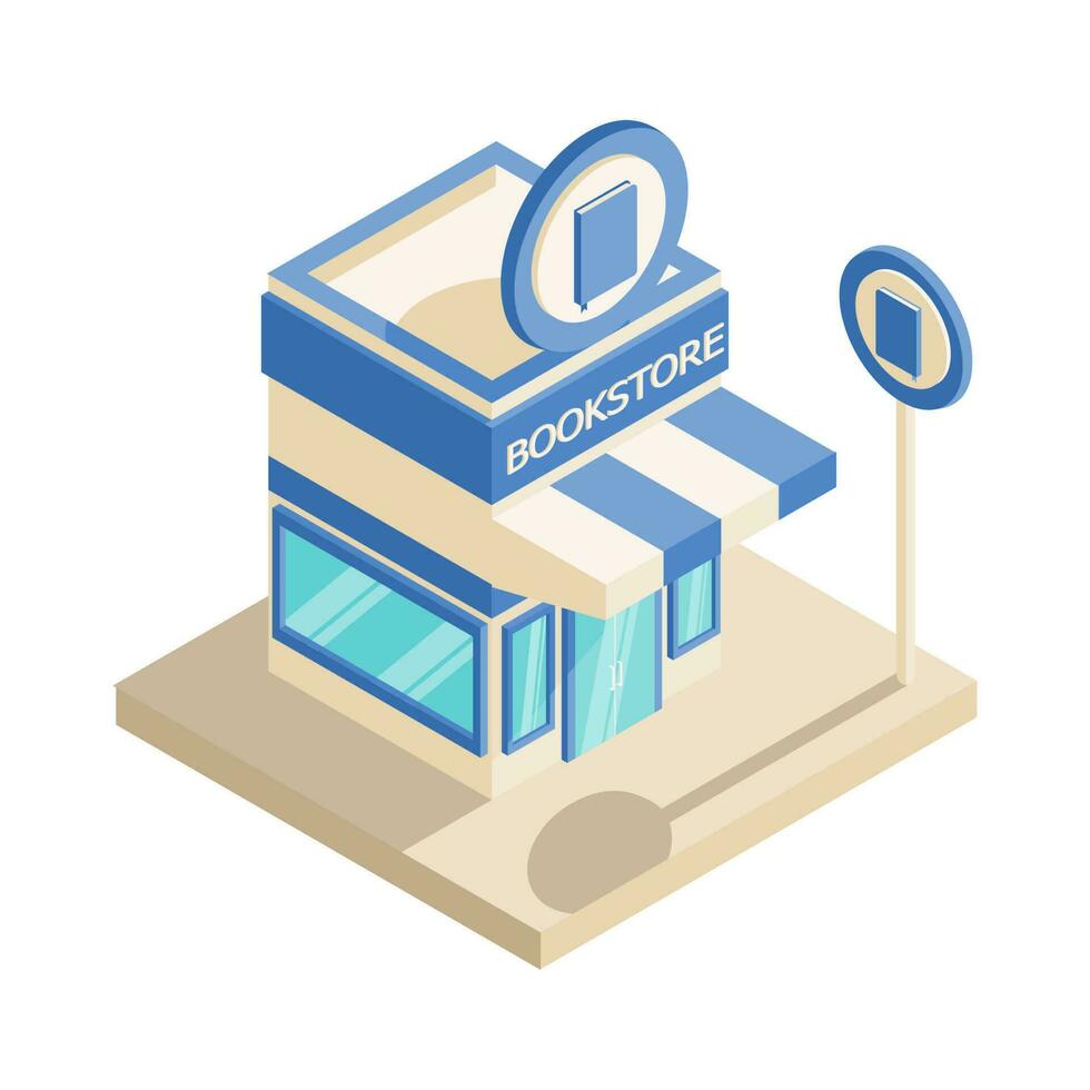 Isometric bookstore flat design vector