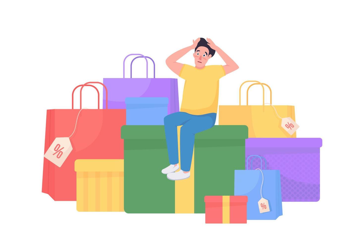 Holiday shopping spree flat concept vector illustration