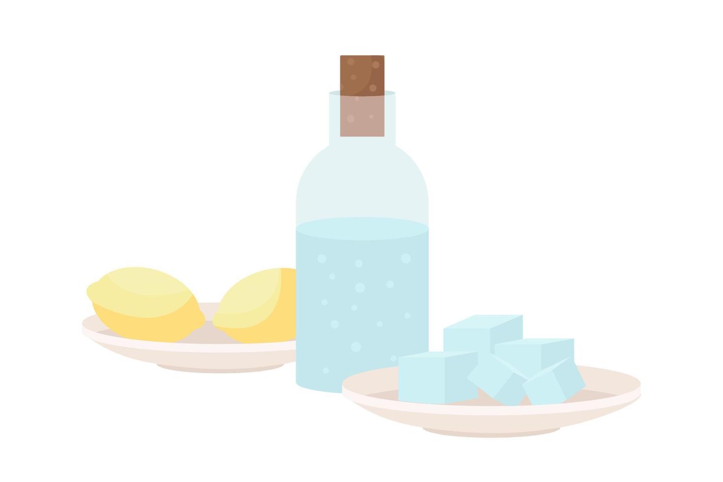 Lemonade recipe ingredients semi flat color vector object