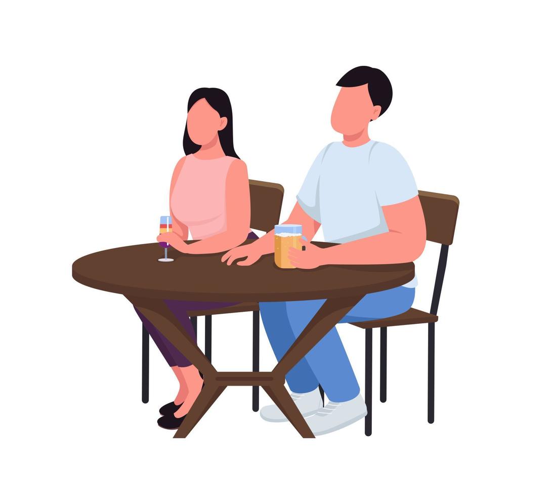 Couple at bar semi flat color vector characters