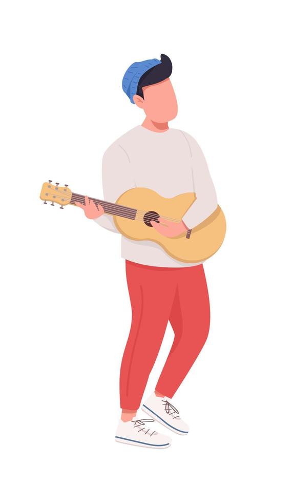 personaje de vector de color semi plano guitarrista masculino