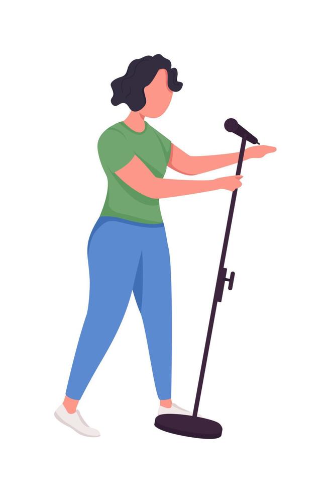 Female singer semi flat color vector character