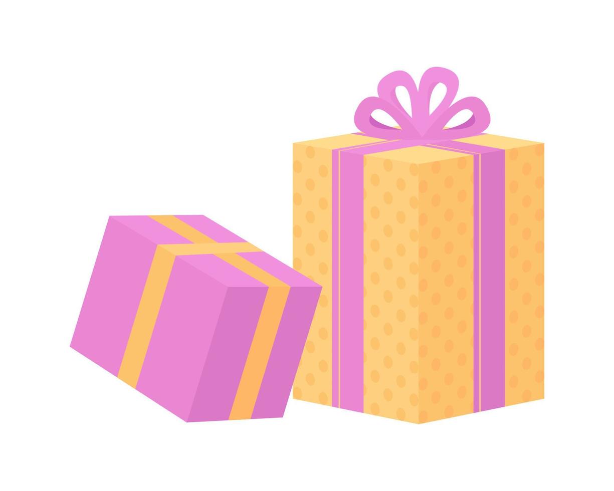 Wrapped presents semi flat color vector object