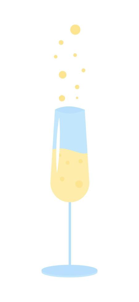 Sparkling wine glass semi flat color vector object