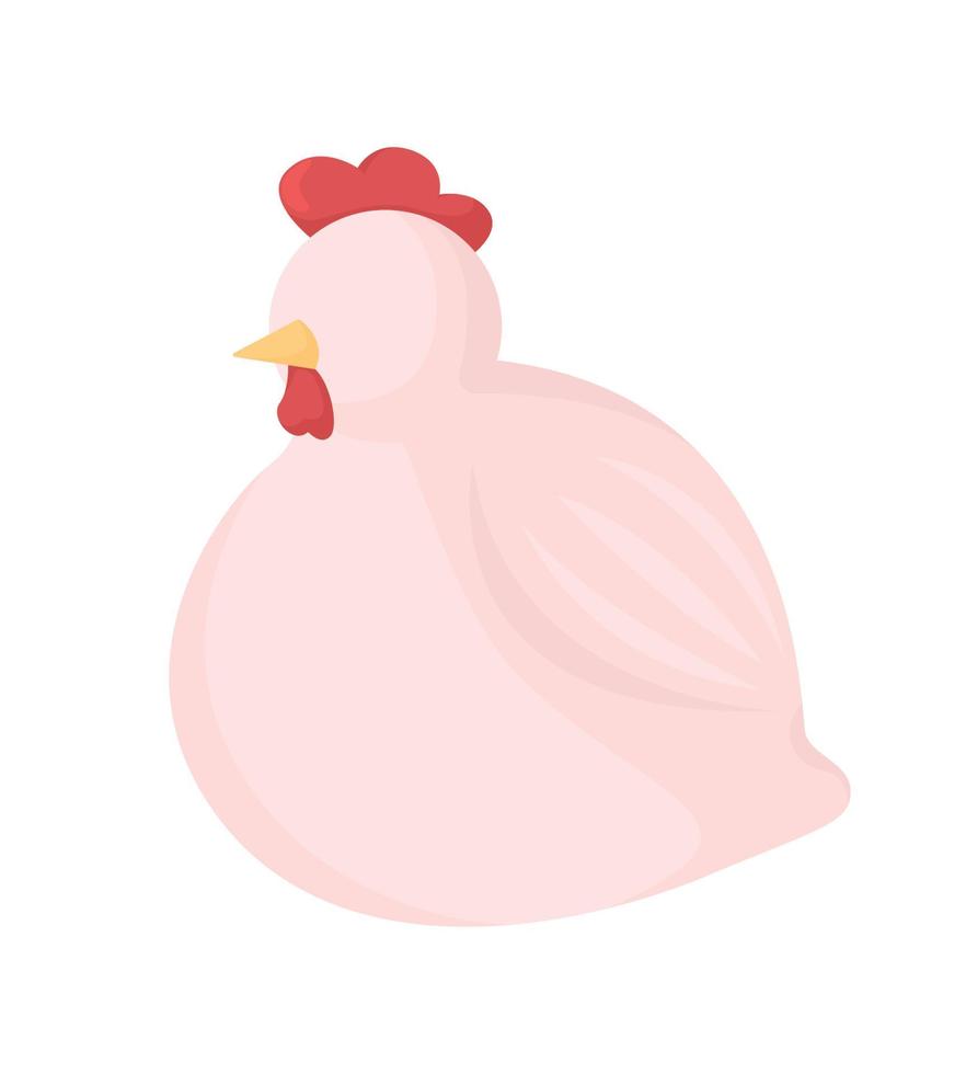 Sitting chicken semi flat color vector character