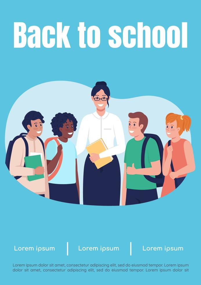 Back to school poster flat vector template