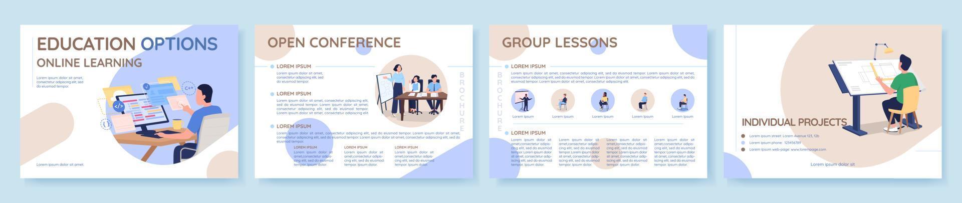 Online education options flat vector brochure template