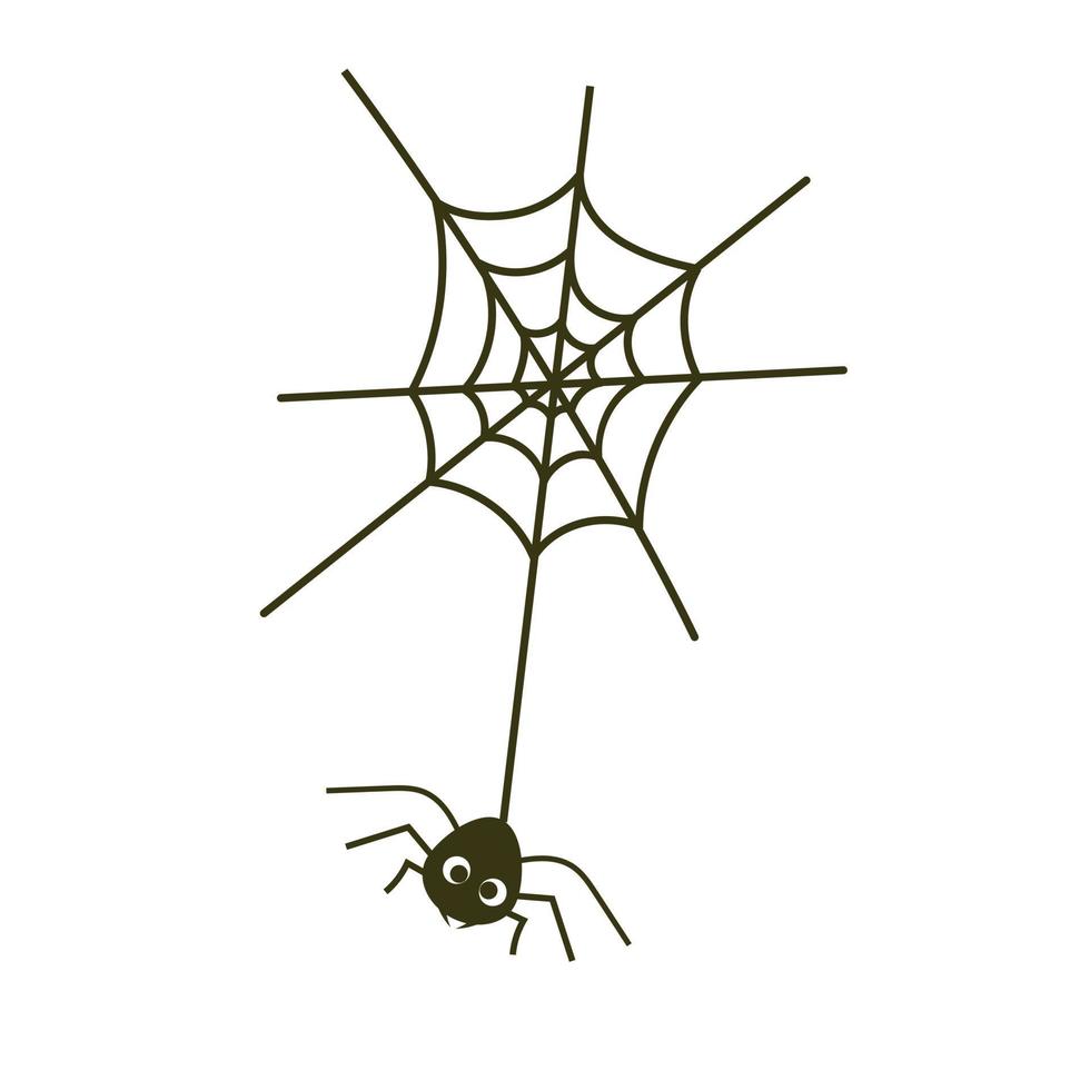 araña en la web, símbolo de halloween aislado sobre fondo blanco. ilustración vectorial. vector